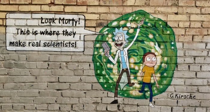 Graffiti on the NSU campus - Street art, Graffiti, Novosibirsk, NSU, Rick and Morty