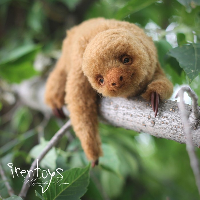 Two-toed sloth [toy] - Needlework, Needlework without process, Longpost, Sloth, Author's toy, Handmade, Handmade, My