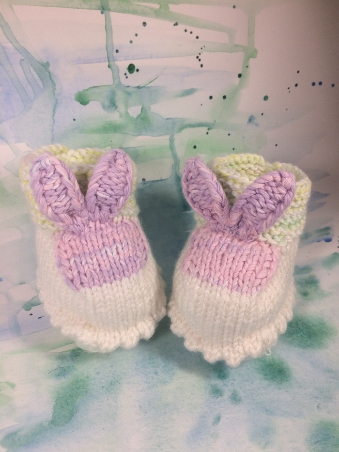 My first knitted booties - My, Knitting, Booties, Hare, Bears, Knitting to order, Longpost