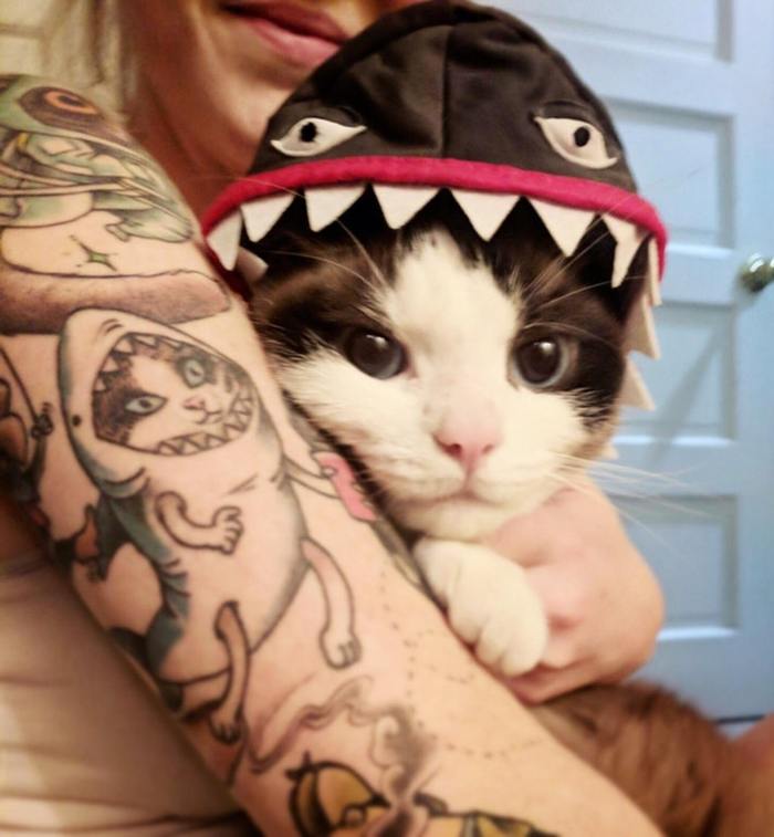 Tattoo of one girl. - cat, Tattoo, Costume, Reddit