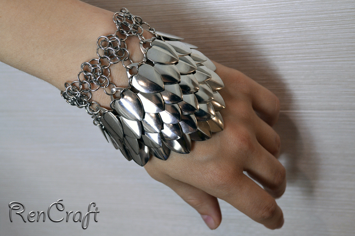Bracelet with steel scale - My, Needlework without process, Chain mail jewelry, Chain weaving, Handmade, Chainmaille, A bracelet