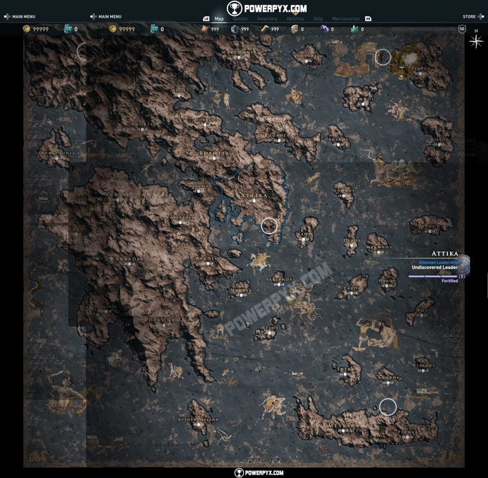 Assassin's Creed Odyssey world map - Ubisoft, Computer games, Games, Assassins creed