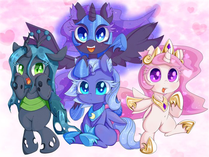 The Cute Company My Little Pony, Nightmare Moon, Princess Celestia, Princess Luna, Queen Chrysalis, Ponyart