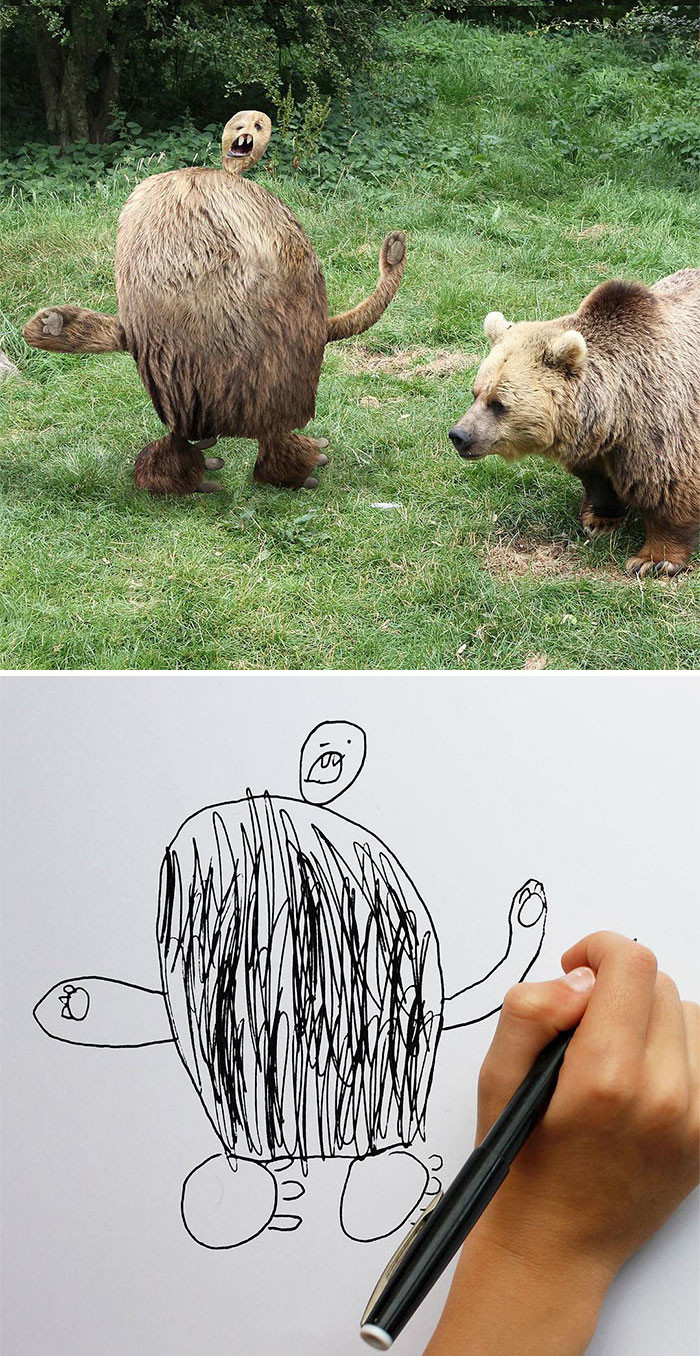 Father shows what would happen if his children's drawings became reality - Children, Drawing, Children's drawings, Father, Dad, Longpost