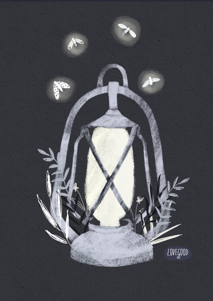 Drawing challenge from Alexandra Dikaya, Day 1/28CANDLE + BUTTERFLY - My, Digital, Art, Lamp, Drawing, Illustrations, Botanical illustration