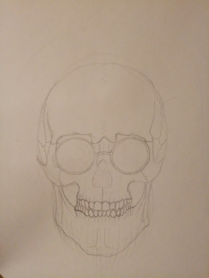 Monobrow Skull - My, Pointillism, Scull, Drawing, Longpost