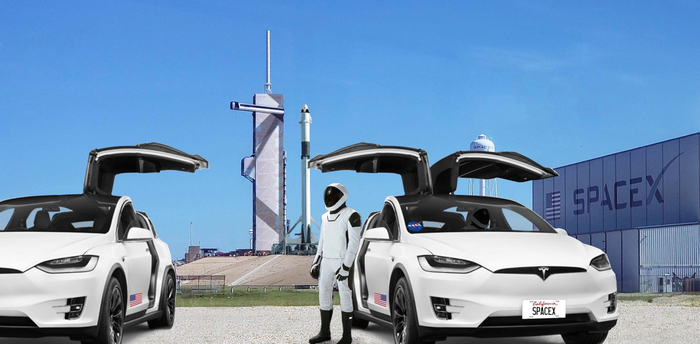 Tesla Model X привезет на стартовую площадку первых космонавтов NASA для полета SpaceX.