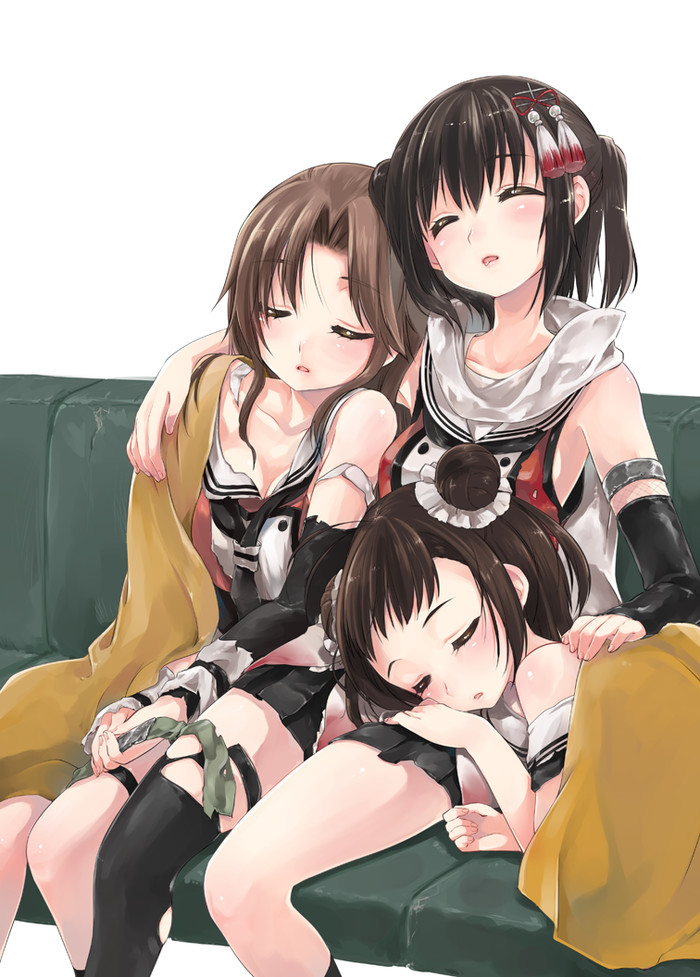 Goodnight - Kantai Collection, Jintsuu, Sendai, Naka, Sleep, Anime Art, Аниме