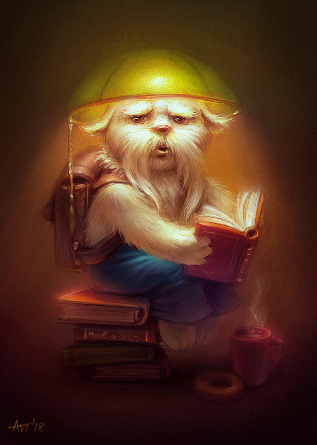library dweller - My, Monster, Library, Art, Books, Drawing, Digital drawing, Creatures, Story