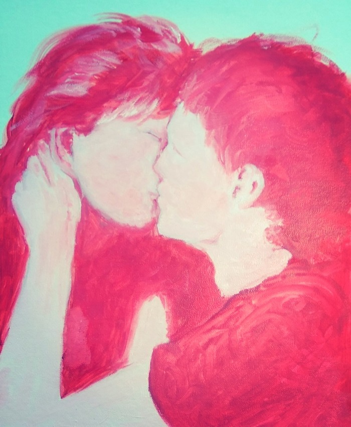 First experience with oil, your comments) - Kiss, Drawing, My, Butter