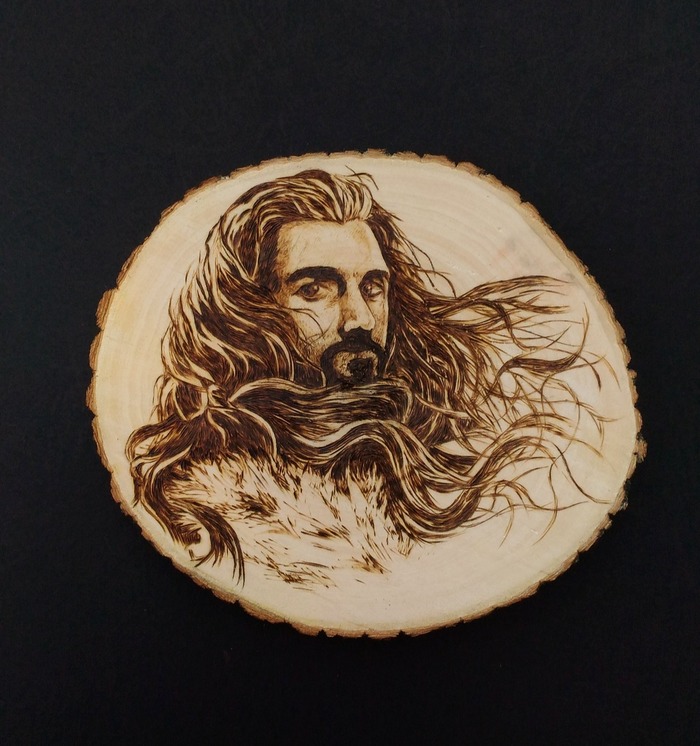 Thorin - My, The hobbit, Thorin, Pyrography, With your own hands, Middle earth, Gnomes, Richard Armitage, Woodworking, Thorin Oakenshield