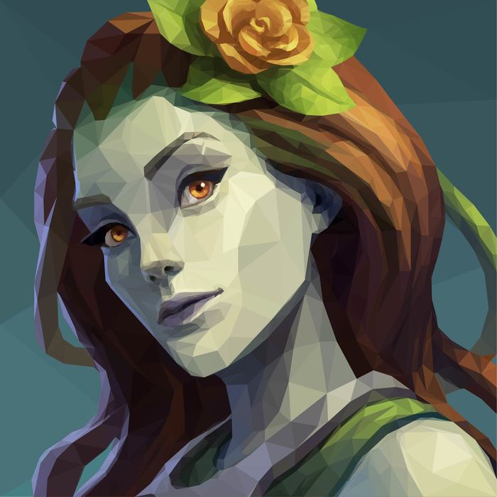 Low Poly Inara - Моё, Low poly, Lowpolyart, Арт, Paladins, Inara, Adobe Illustrator