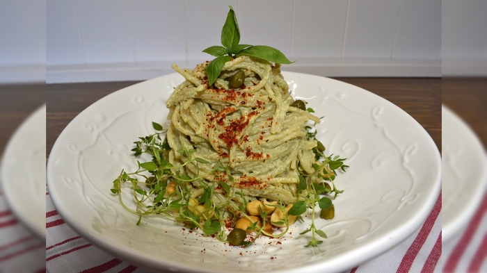 PP spaghetti with pesto. - My, Spaghetti, Proper nutrition, Fitness, Cooking, Recipe, Video recipe, Yummy, Dinner, Video, Longpost