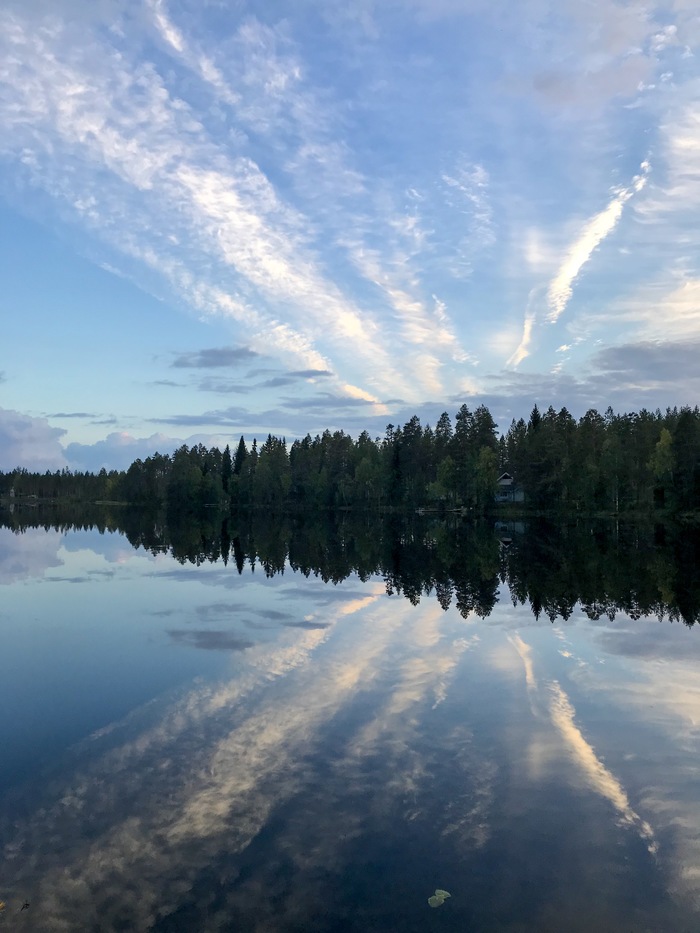 Reflections. I am standing now on this lake, enjoying the beauty and tranquility. - My, Finland, , Reflection, Lake, Nature