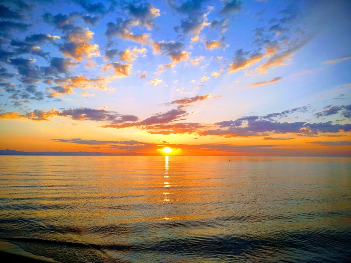 Sunrise over the Aegean. - Greece, dawn, The mountains, Aegean Sea, My