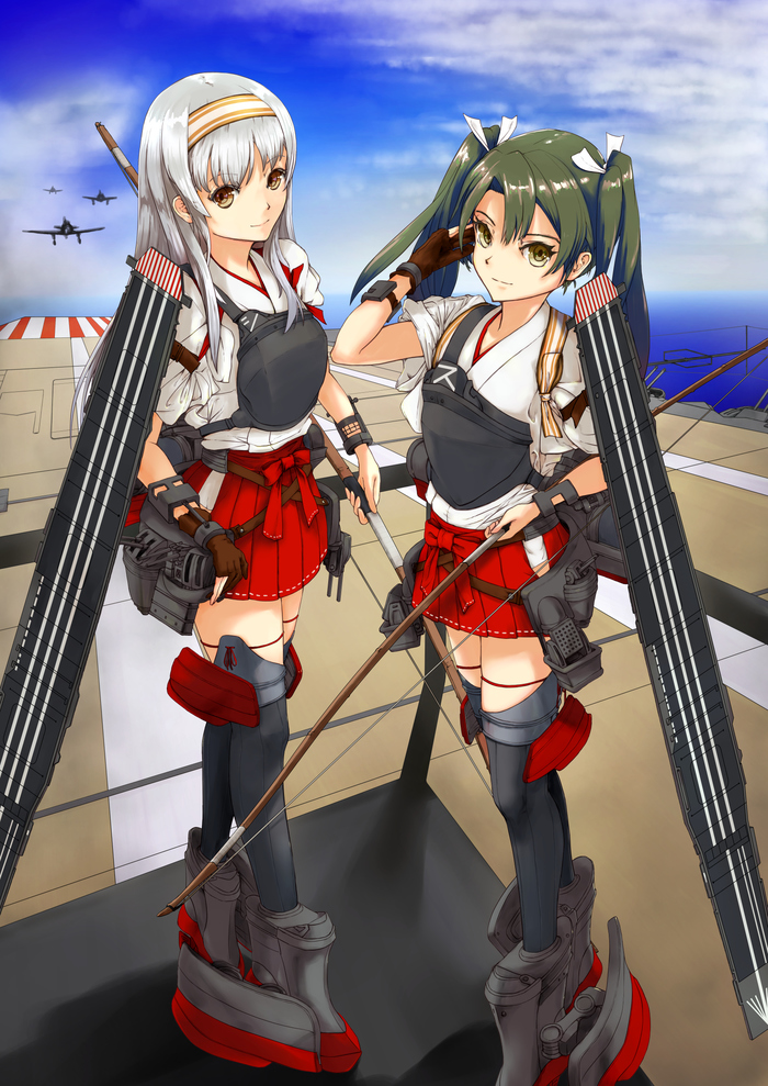 Журавли - Kantai Collection, Anime Art, Аниме, Shoukaku, Zuikaku