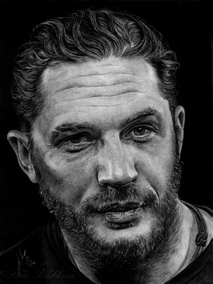 Portrait in pencil. - My, Portrait, Graphics, Drawing, Pencil, Tom Hardy, Actors and actresses, Celebrities, Pencil drawing