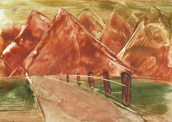 Mountain landscape - My, I draw as much as I can, Encaustic, Wax, Drawing