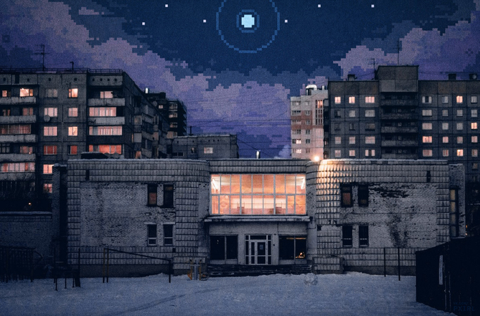 «Восьмибитное небо» Pixel art, Pixel c, Pixel 2, Длиннопост