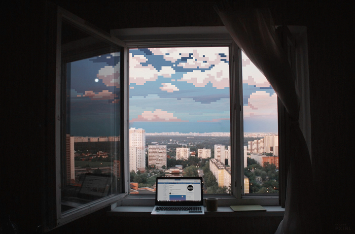 «Восьмибитное небо» Pixel art, Pixel c, Pixel 2, Длиннопост