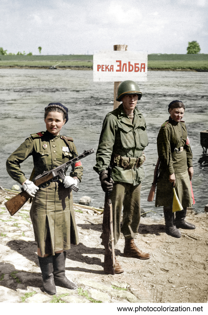 My coloration - My, Colorization, The Great Patriotic War, Allies, Meeting on the Elbe, Longpost
