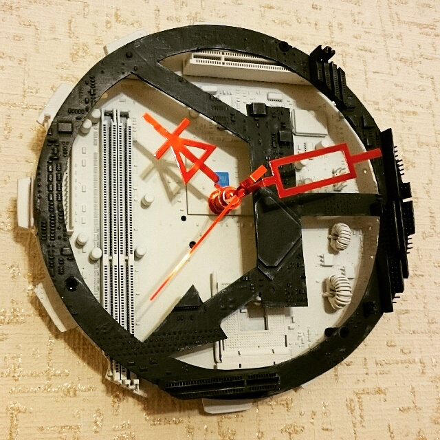 My temporary creativity, clock from motherboards - My, Clock, , Longpost