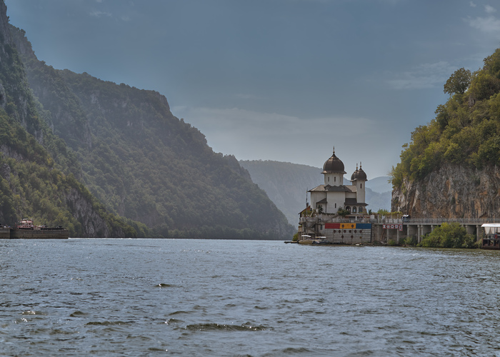 Orthodox Church on the Danube - My, Danube, Shore, The mountains, Temple, Serbia, Romania