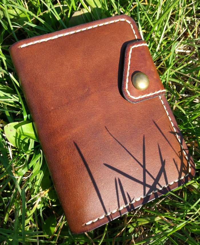Passport cover in 2 spreads - My, Longpost, Leather craft, Needlework without process, Leather products