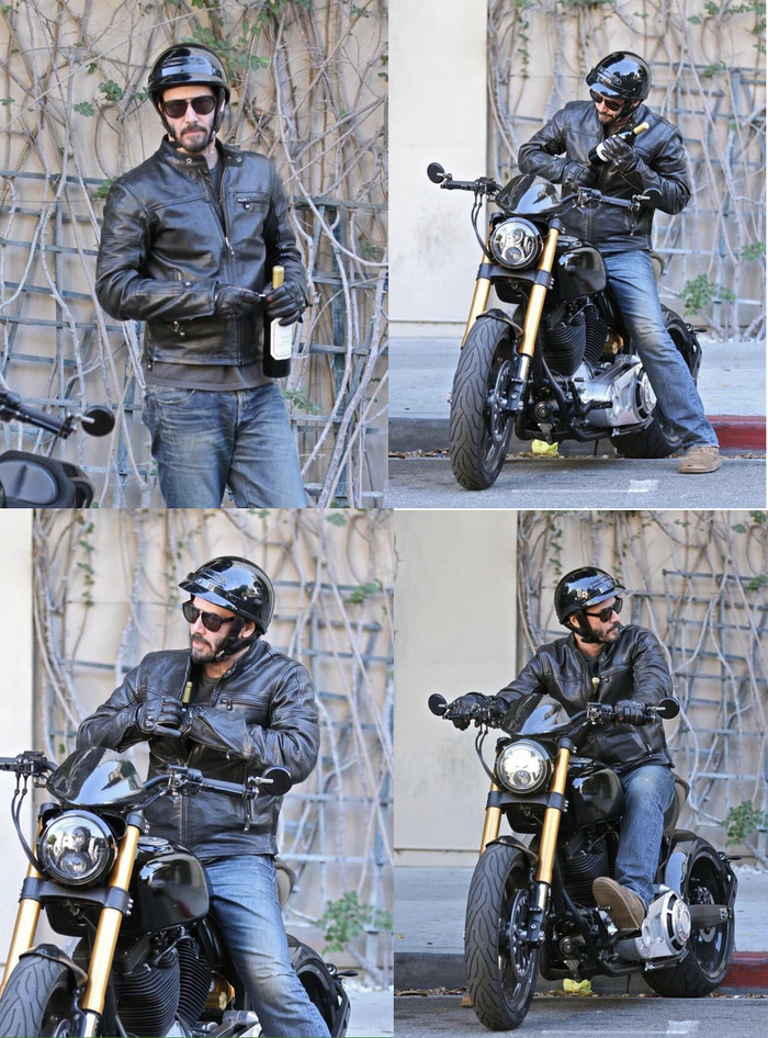 Caught with a bottle of wine - Keanu Reeves, Wine, Motorcycles, Reddit, Moto