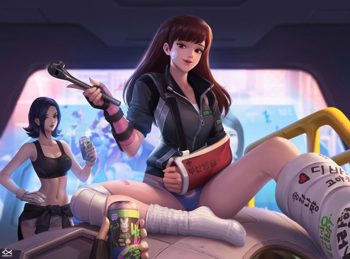 D.VA and D.Mon Art - Art, Citemer Liu, Overwatch, Dva, Dmon