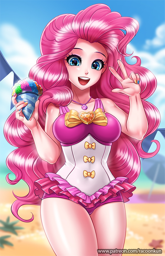 Beach Pinky - My little pony, Pinkie pie, Racoonkun, Humanization