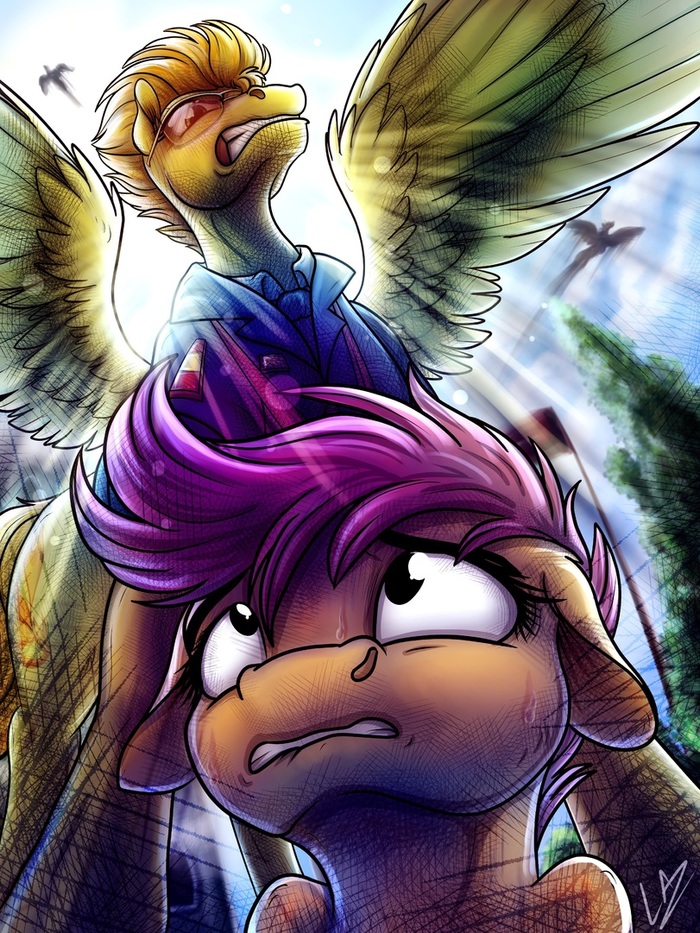 Спитфаер кошмарит жеребенка инвалида. - Spitfire, Scootaloo, My Little Pony