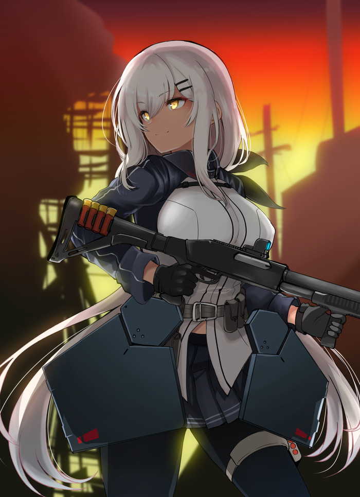 SG M590 - Anime, Anime art, Girls frontline, M590, Longpost