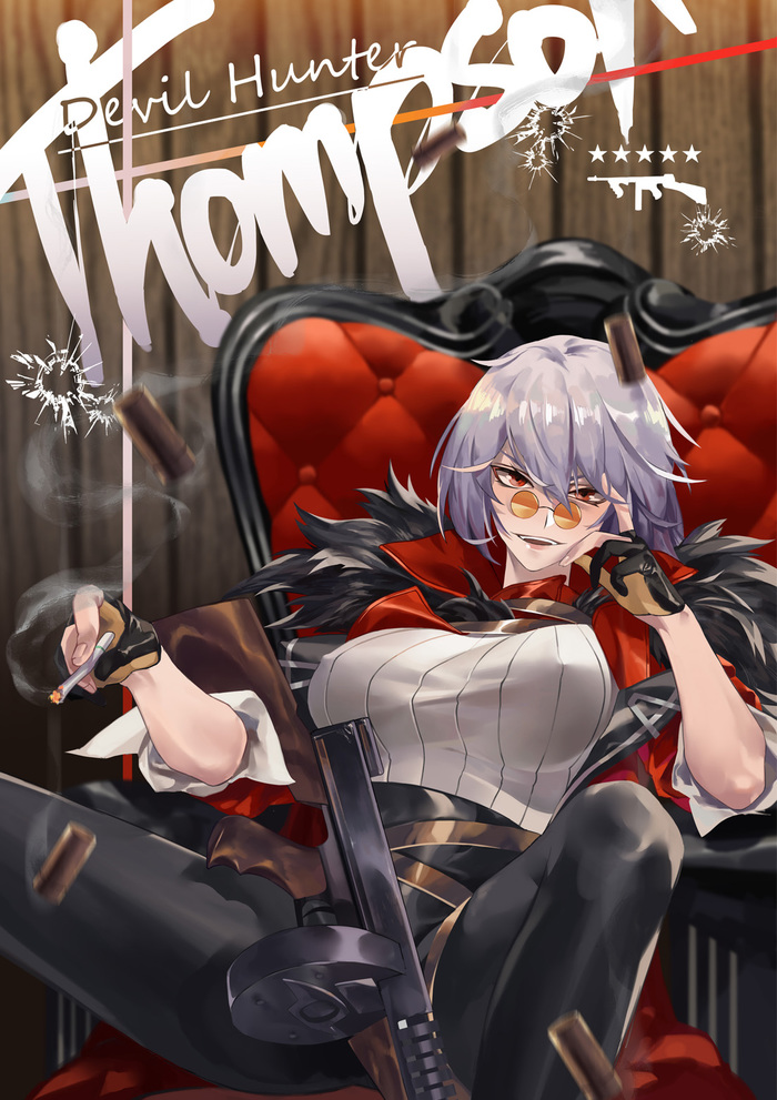 Thompson - Anime, Anime art, Girls frontline, Thompson