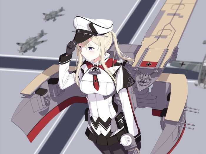 Graf Zeppelin (художник: cnm) - Kantai Collection, Аниме, Anime Art, Graf Zeppelin, Ju-87, Bf109