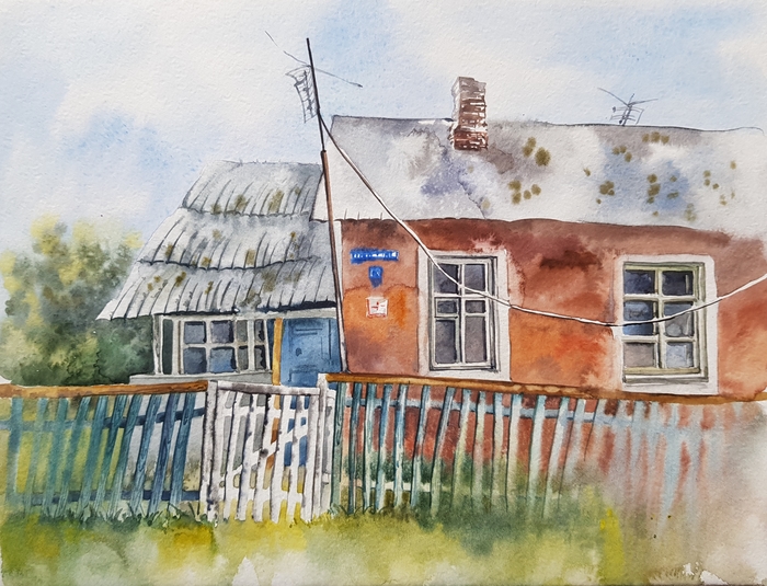 Plein air. Watercolor studies, part 1 - My, Watercolor, Art, Art, Plein air, Etude, House, Landscape, Longpost, Drawing