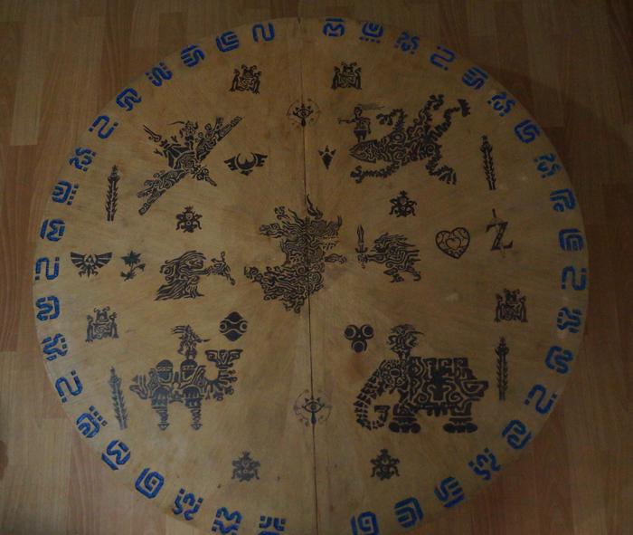Breath of the wild style table - My, Table, The legend of zelda, Breath of the wild, Pyrography, Luminous paints, Nintendo, Longpost