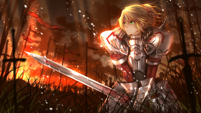 Saber of Red Anime Art, , Fate, Fate Apocrypha, Saber of Red, Anonamos, Mordred