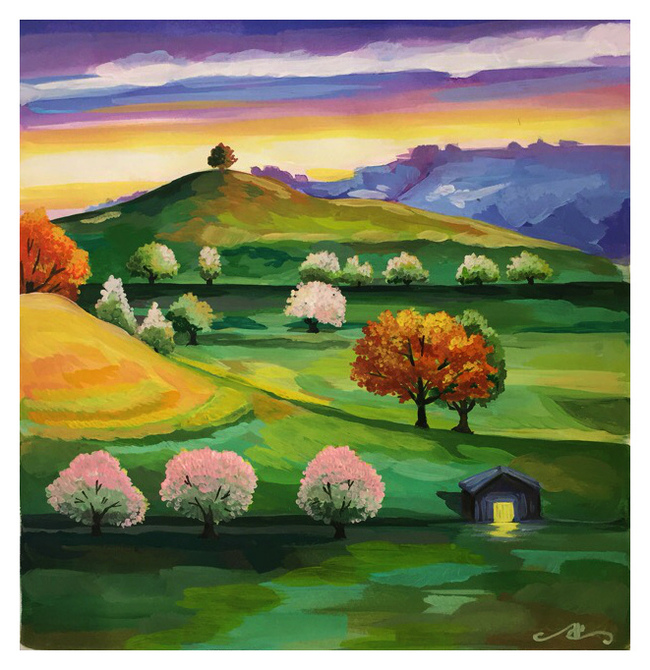 Пейзаж, навеянный осенью (Гуашь)