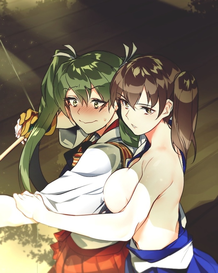 Zuikaku & Kaga - NSFW, Kantai collection, Zuikaku, Kaga, Etty, Anime art, Anime