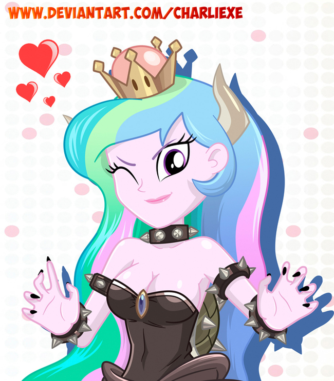 Celestia (Bowsette costume) - My little pony, Equestria girls, Princess celestia, Crossover, Bowsette, Charliexe