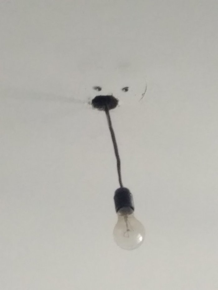 Hole eats a light bulb - My, Bulb, Hole, Ceiling