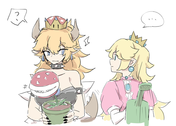 minx princess - NSFW, Anime, Anime art, Bowsette, Princess peach, 4koma, Super crown, Piranha plant, Longpost