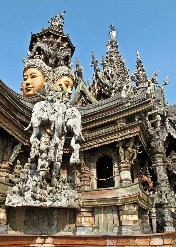 Temple of Truth - Asians, Building, Wood carving, Architecture, Temple, East, Longpost