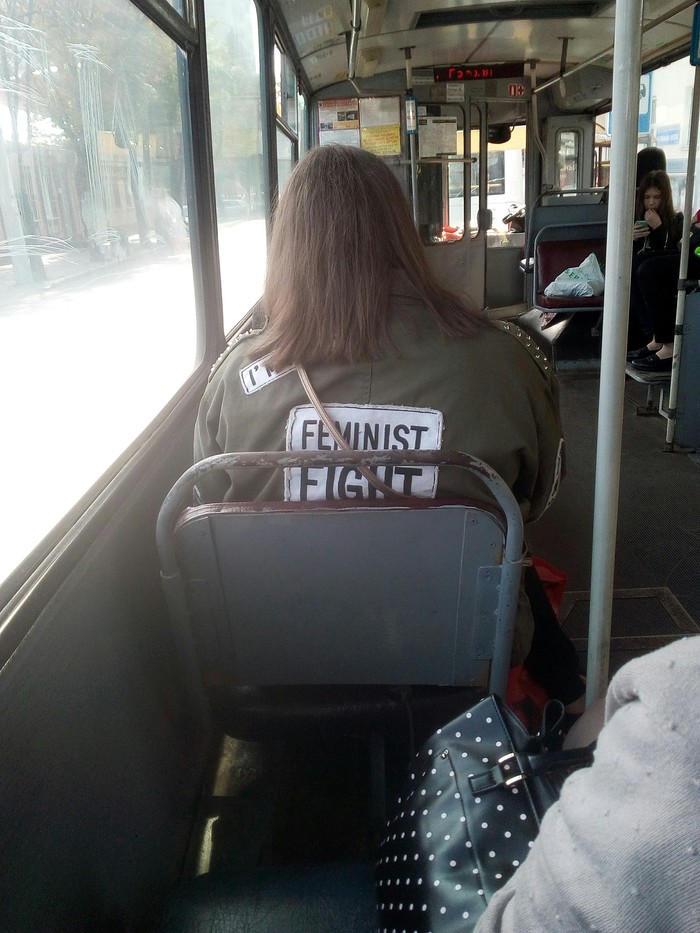 Feminist kampf - My, The photo, Inscription, Jacket, Public transport