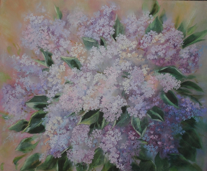 Lilac. I don't want cold... - My, Lilac, Butter, Canvas, Oil painting, Painting, Flowers