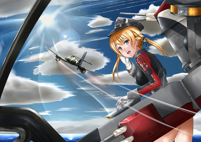 Prinz Eugen and Messerschmitt Me.262 (Artist: Butter Curry) - Kantai collection, Anime, Anime art, Prinz Eugen, 