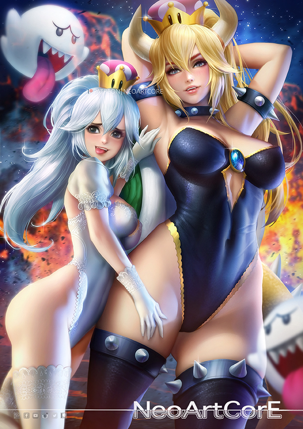 Bowsette x Boosette - NSFW, Deviantart, Art, Drawing, Games, Bowsette, Super crown, Neoartcore