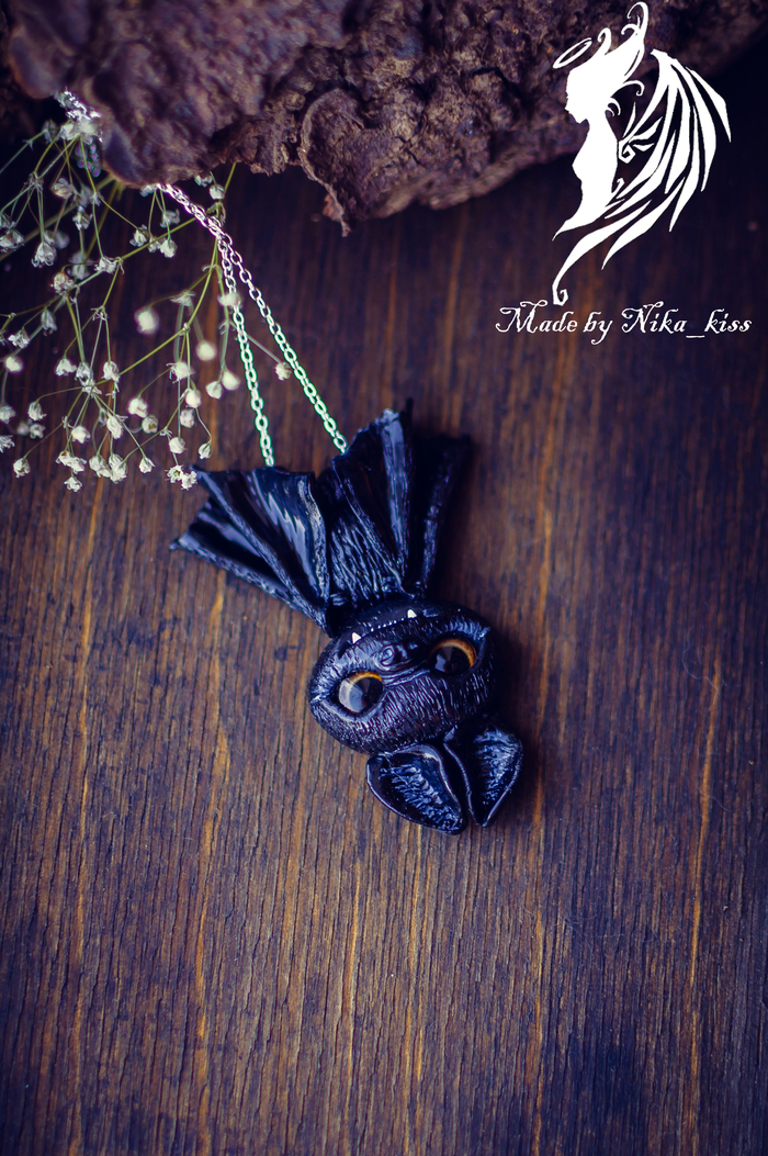 Baty Bat - My, Handmade, Polymer clay, Bat, Needlework without process, Nika_kiss, Longpost