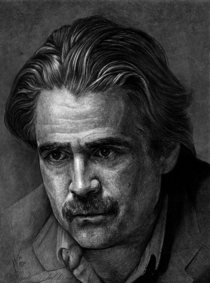 Portrait in pencil. - My, Portrait, Drawing, Graphics, Colin Farrell, , , Simple pencil, Actors and actresses, True detective (TV series)